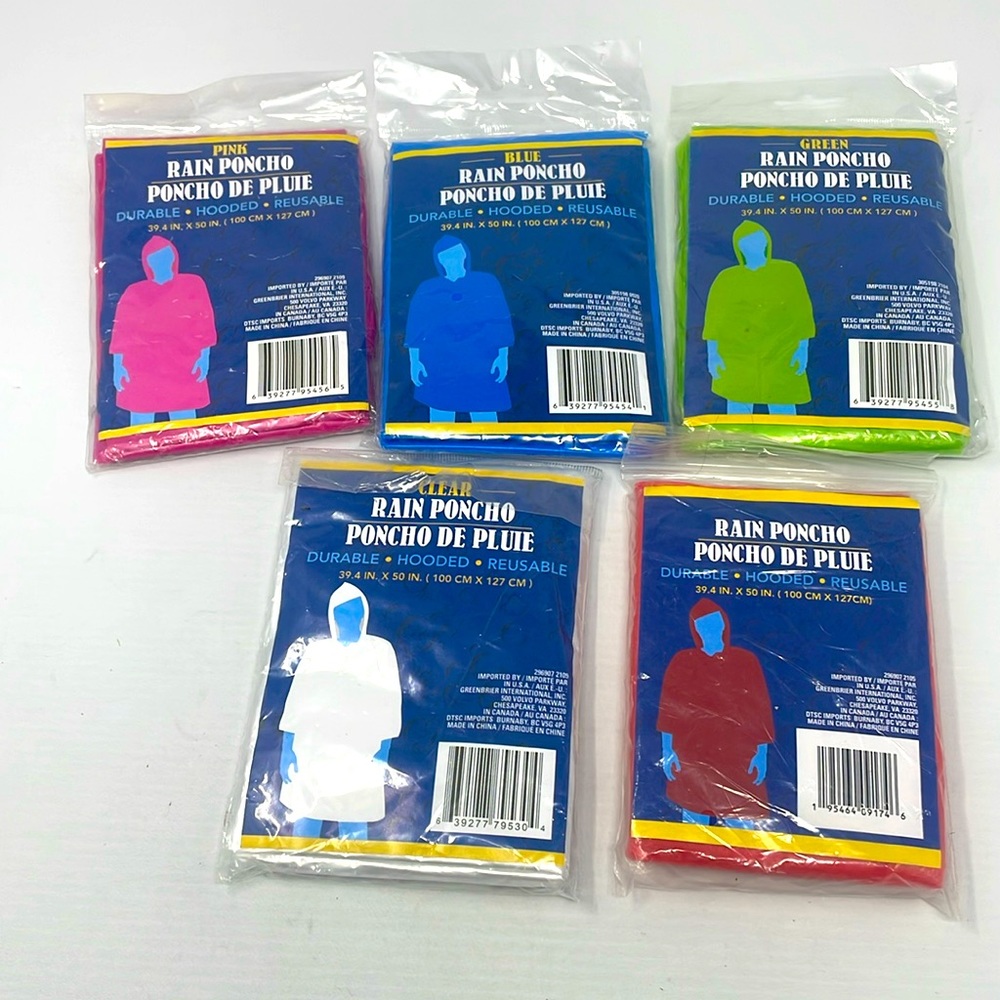 Bundle of New Rain Ponchos x5 reusable
